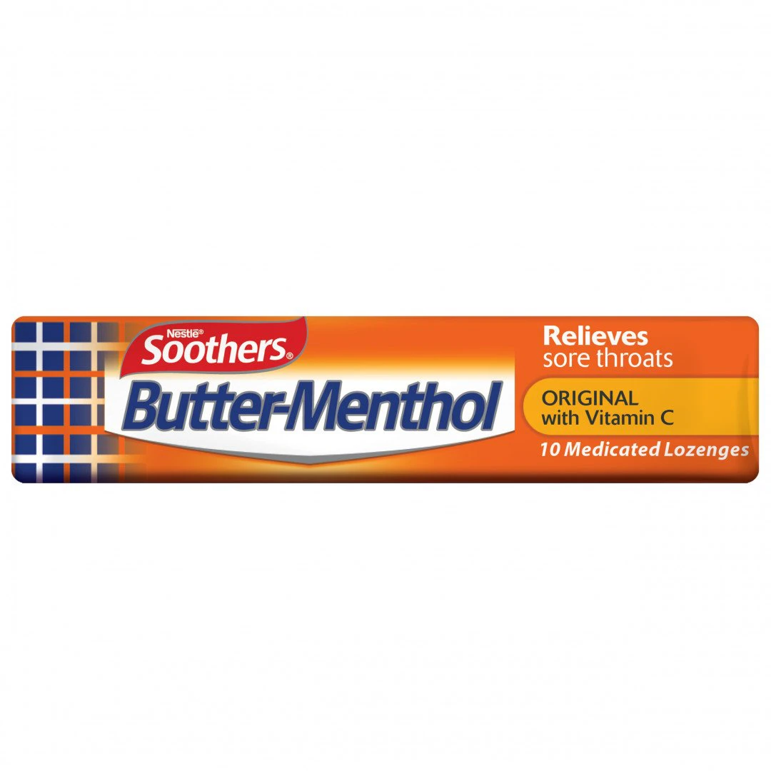 Nestle Soothers - Butter Menthol, Relieves Sore Throats (10 Medicated Lozenges)