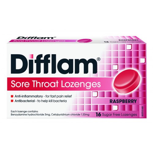 difflam sore throat lozenges rasberry