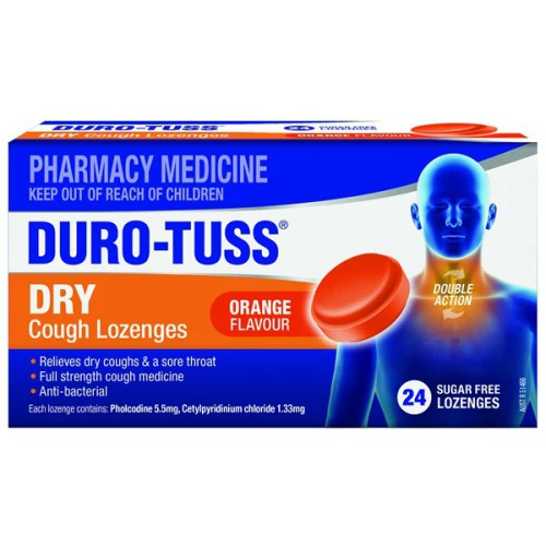 duro-tuss dry cough lozenges orange flavour