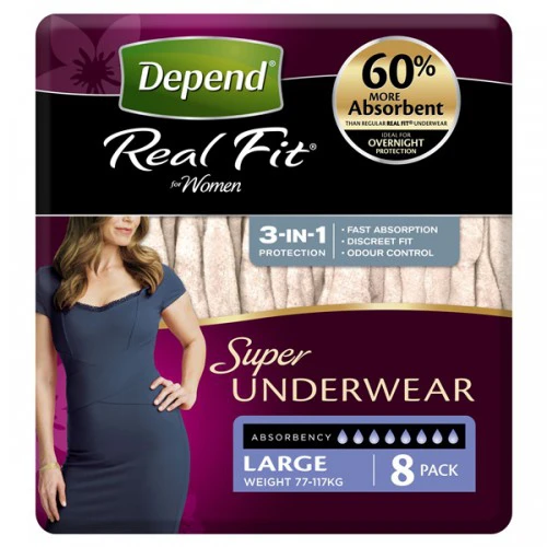 depend real fit super underwear